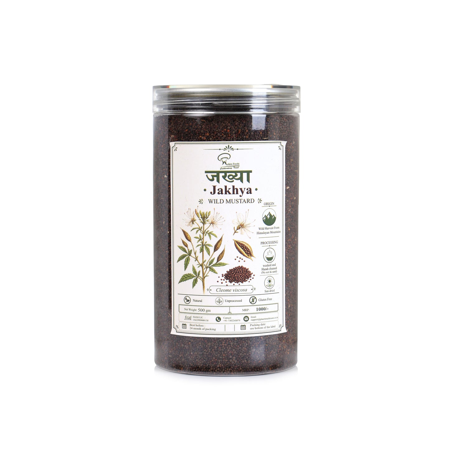 Jakhiya Wild Mustard 500 gm (Himalayan Harvest, Hand Cleaned, Gluten Free, Unprocessed, Cleome Viscosa)