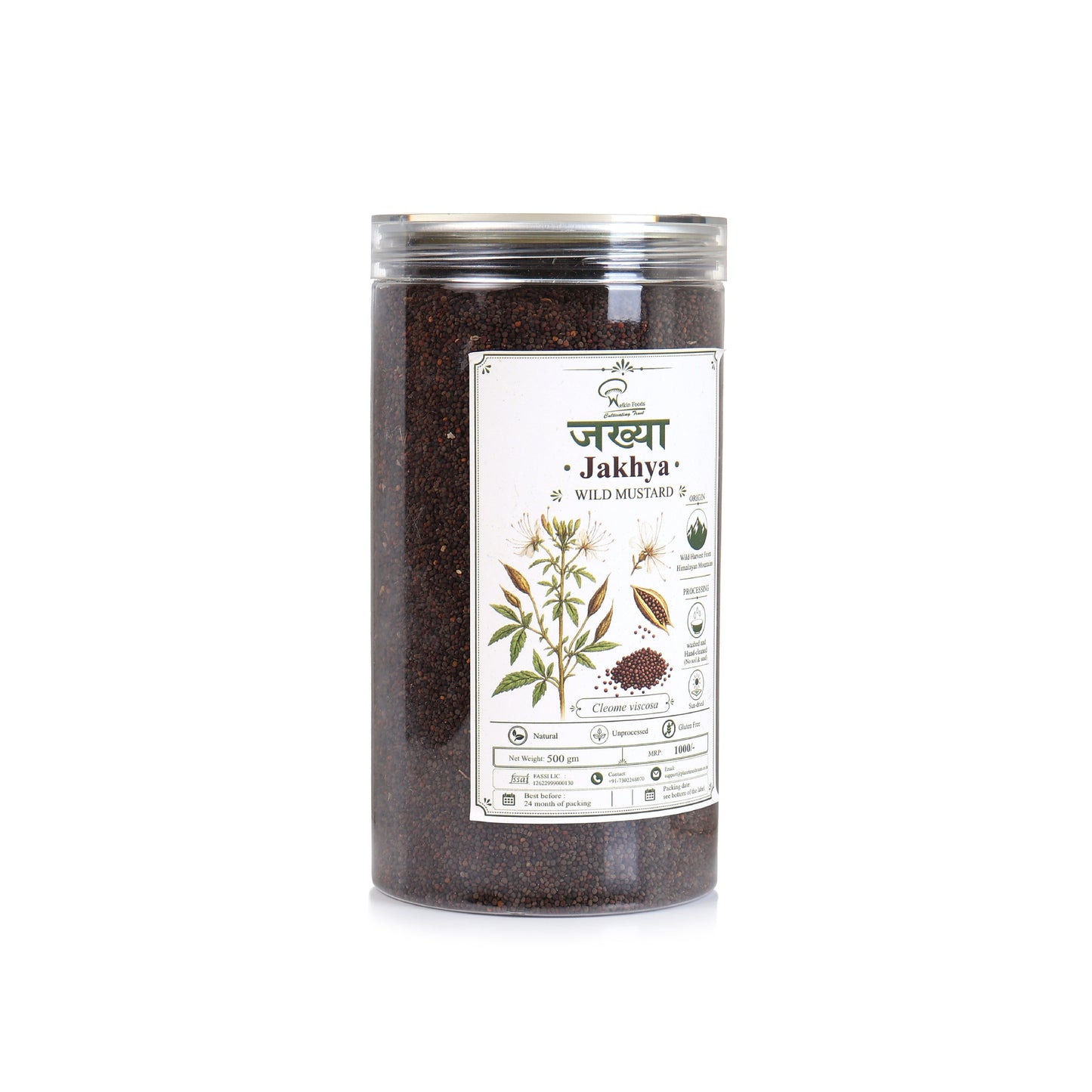 Jakhiya Wild Mustard 500 gm (Himalayan Harvest, Hand Cleaned, Gluten Free, Unprocessed, Cleome Viscosa)