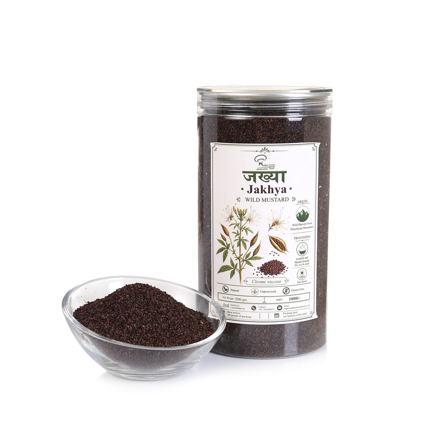 Jakhiya Wild Mustard 500 gm (Himalayan Harvest, Hand Cleaned, Gluten Free, Unprocessed, Cleome Viscosa)
